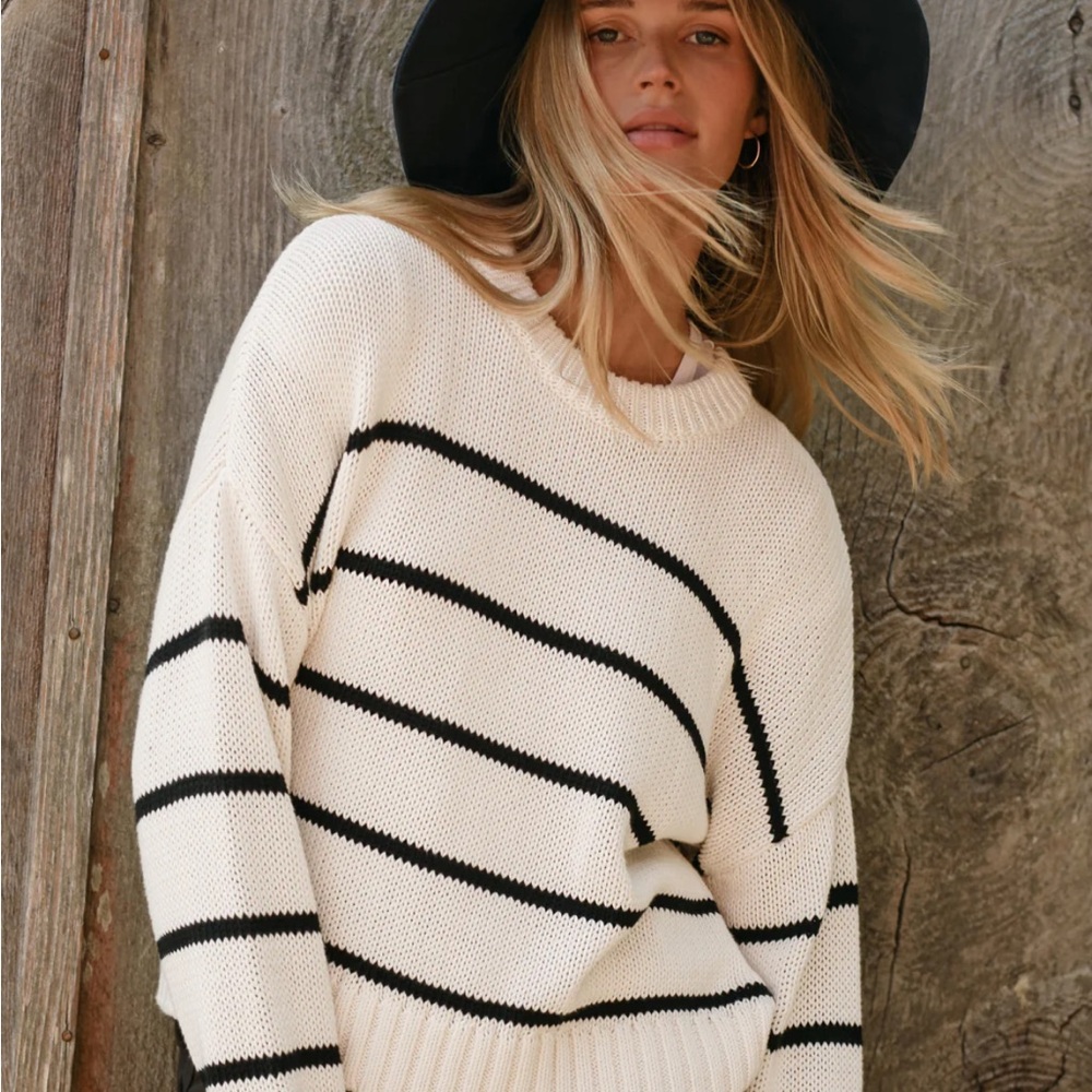 JENNI KAYNE chloe striped crewneck ivory/black
